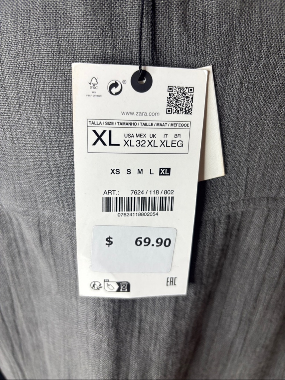Zara Gray V-Neck Long Sleeve Top - Picture 2 of 9